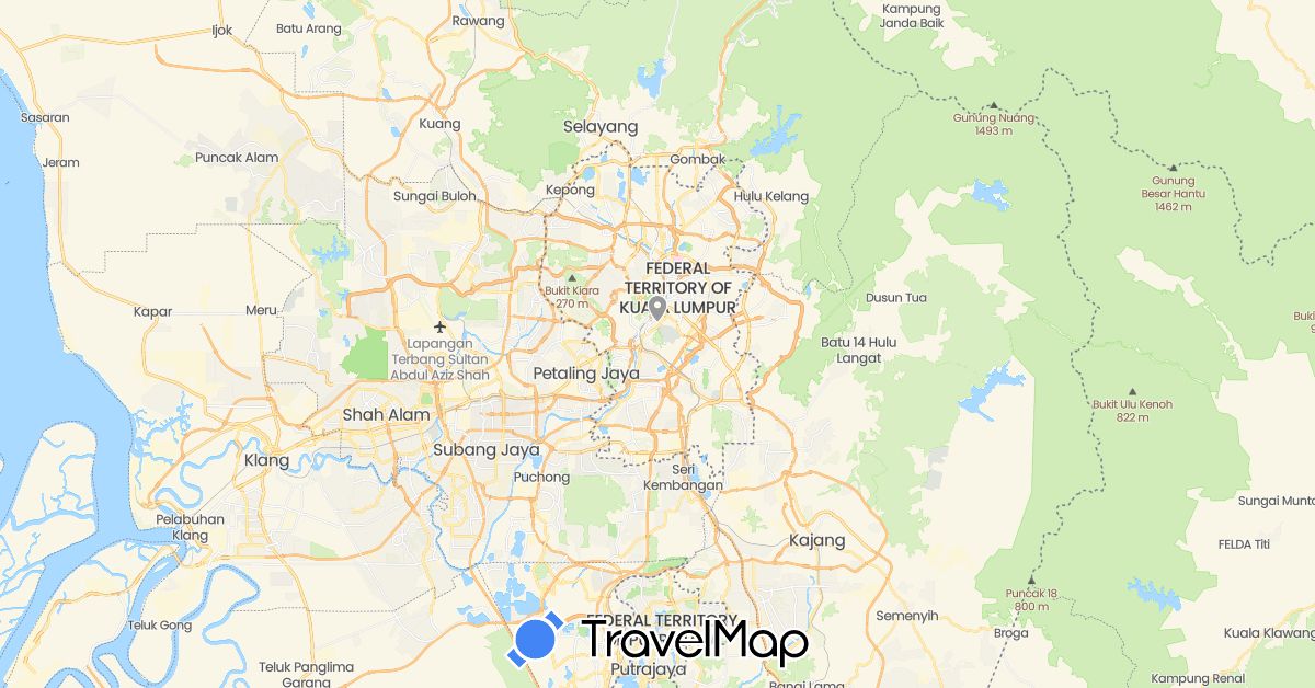 TravelMap itinerary: plane in Malaysia (Asia)